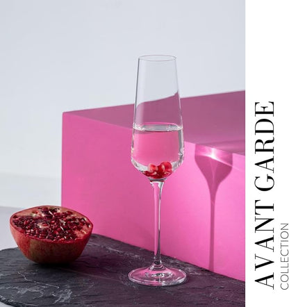 KROSNO Crystal Champagne Flute Glass | Set of 6 | 6.1 oz | Avant-Garde Collection | Perfect for Home, Restaurants and Parties | Dishwasher Safe