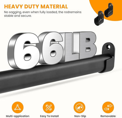 Oval Closet Rod for Hanging Clothes Adjustable Closet Rods 18 to 87 Inch Heavy Duty Black Poles Bar Closet Rod Expandable for Wardrobes Laundry RV