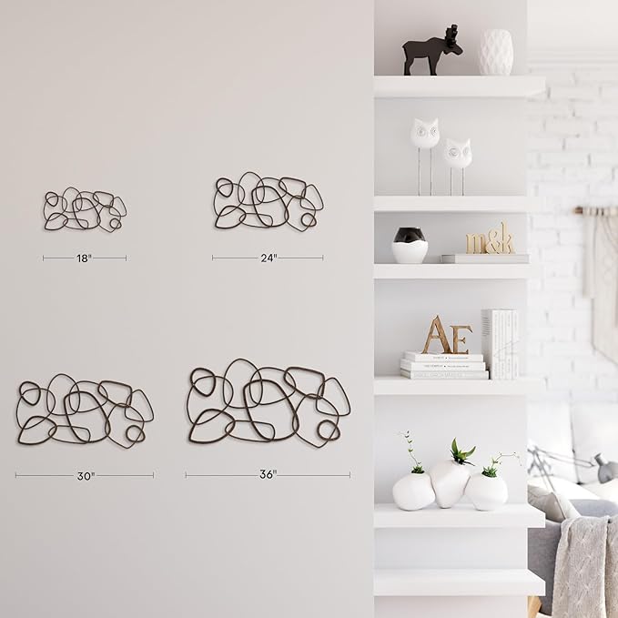 SIGNLEADER Metal Wall Decor Geometric Loops Minimalist Modern Abstract Wall Sculpture Hangings Home Decoration for Living Room, Bedroom, Bathroom, Kitchen, Outdoor - 24" Bronze