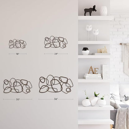 SIGNLEADER Metal Wall Decor Geometric Loops Minimalist Modern Abstract Wall Sculpture Hangings Home Decoration for Living Room, Bedroom, Bathroom, Kitchen, Outdoor - 24" Bronze