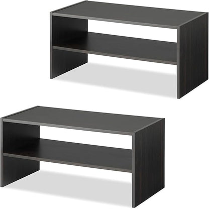 Whitmor Stackable 31" Extra Wide 2-Shelf Storage Organizer, Espresso，2 Pack