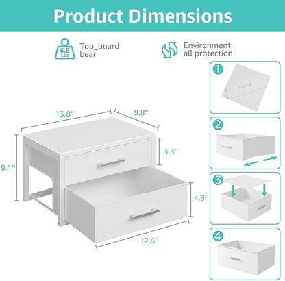 BOLUO Small Closet Organizer Drawers,Underwear and Bra Organizer with Divider for Socks,Fabric College Dorm Storage White