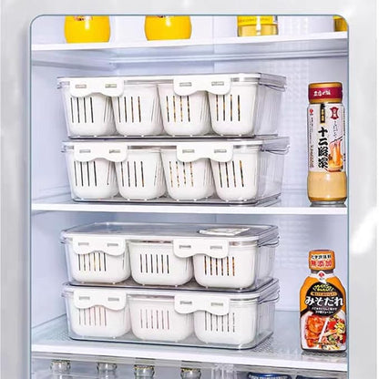 MANO Divided Snackle Box Charcuterie Container with 4 Compartment Serving Tray with Dividers for Fridge Refrigerator Veggie Fruit Berry Salad Storage(1 Pack)