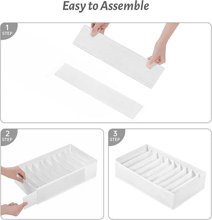 4 Packs T-shirt Drawer Organizers for Clothing,10 Grids Compartment Wardrobe Storage Box, Clothes Organizer for Folded Clothes, T-shirt, Legging, Silk Scarve-White