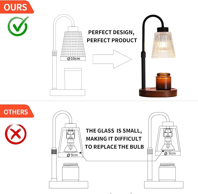 MEIXISUE Black Candle Warmer Lamp WithTimer and Dimmer,Fragrance Electric Wax Melt Warmer with 2 Bulbs,Scented Jar Lamp,Mother's Day/Birthday/Gifts Christmas for Mom/Wife,Home Decor,Adjustable Height