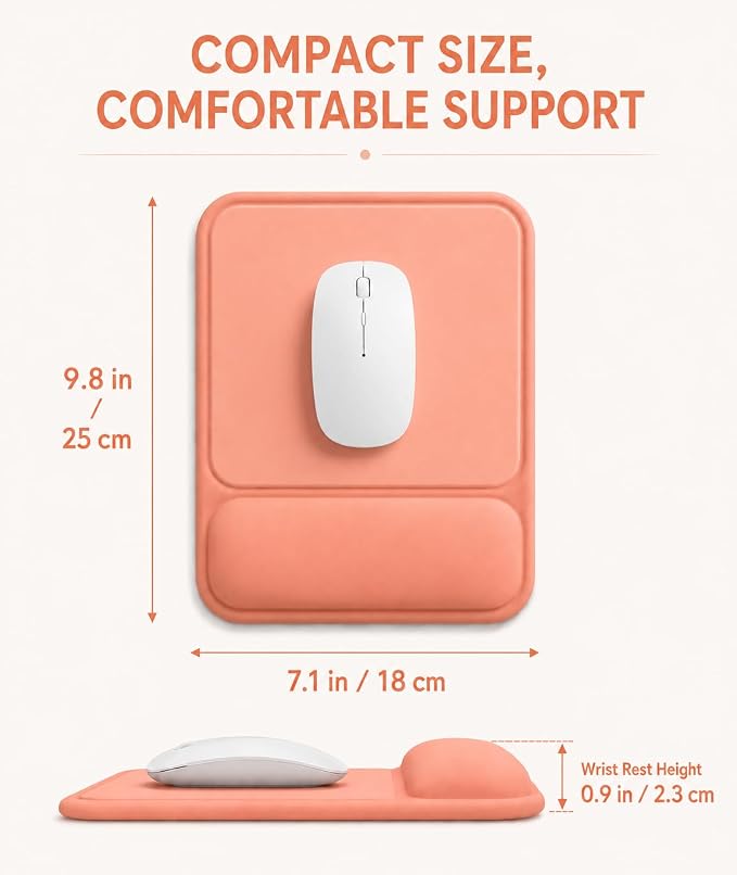eulps Ergonomic Mouse Pad with Wrist Rest, Gel Mousepad with Soft Wrist Support, Non-Slip PU Base, Smooth Surface Mouse Pad for Wrist Pain Relief, Computer Laptop Office Home & Gaming (Orange)