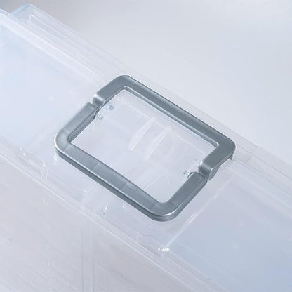 novelinks Transparent 4" x 6" Photo Organizers and Photo Storage Box with Handle, 16 Inner Photo Cases, Portable Picture Organizers & Photo Storage Containers (Clear-Silver Handle)