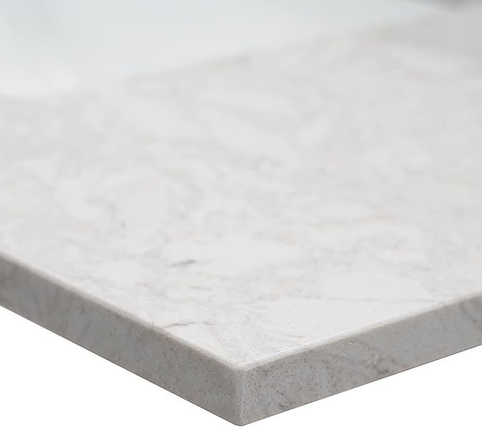 MSI Drifting Fog Vanity Top with Under Mount Rectangle Ceramic Sinks, Engineered Marble Stone, 4" CC Faucet Holes, 37"X22"