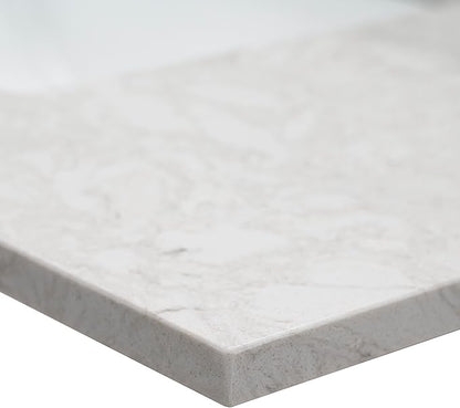 MSI Drifting Fog Vanity Top with Under Mount Rectangle Ceramic Sinks, Engineered Marble Stone, 4" CC Faucet Holes, 37"X22"