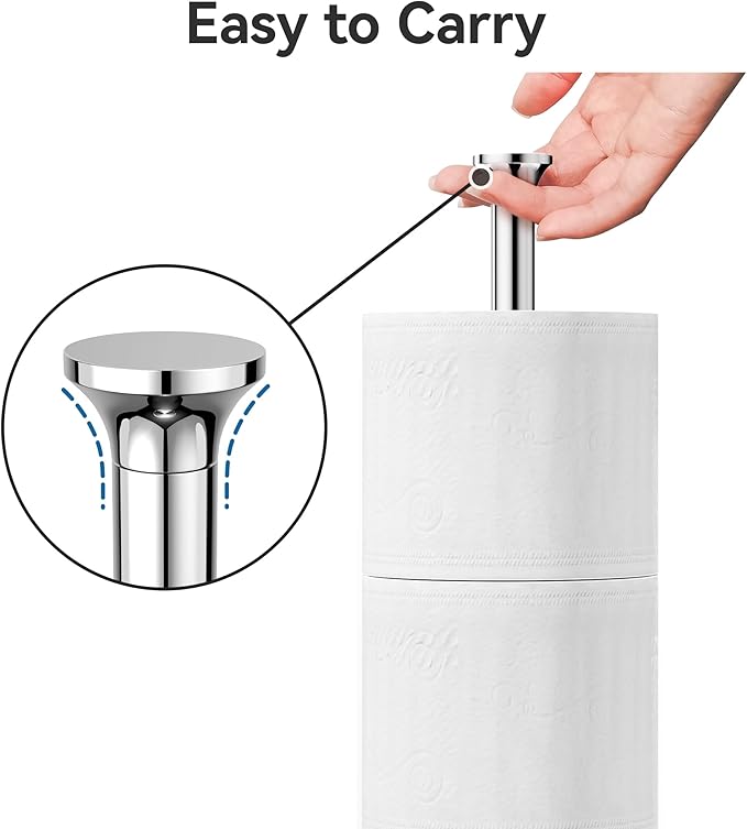 Toilet Paper Holder Stand(with Reserve Function), Free-Standing Spare Rolls Storage Holder, Stainless Steel, Modern Design