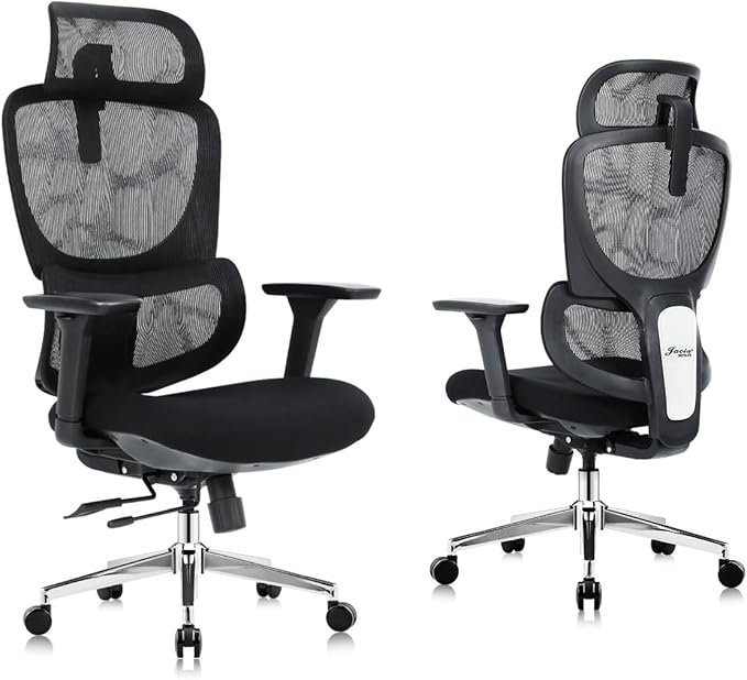 Ergonomic Office Chair Heavy Duty 1600lbs, High Back Desk Chair with 4D Armrests, Dual Back Support, Big & Tall Computer Chair, Sliding Seat, Adjustable Headrest & Lumbar, 135° Reclining (Black)