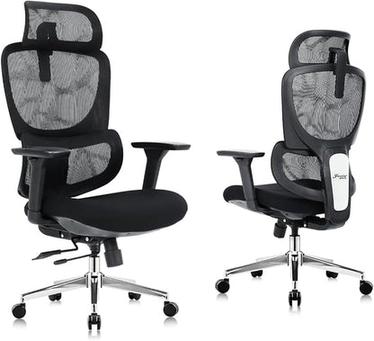 Ergonomic Office Chair Heavy Duty 1600lbs, High Back Desk Chair with 4D Armrests, Dual Back Support, Big & Tall Computer Chair, Sliding Seat, Adjustable Headrest & Lumbar, 135° Reclining (Black)