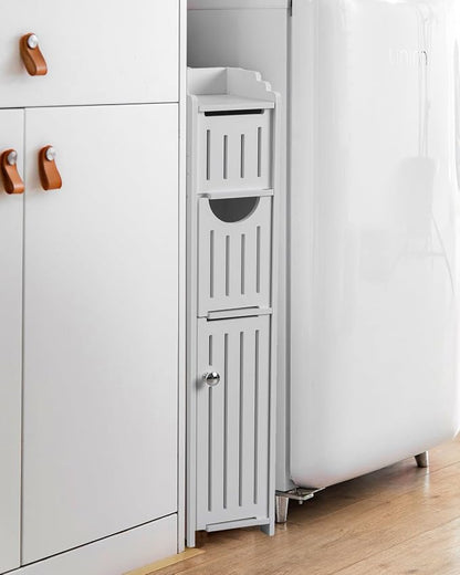 AOJEZOR Bathroom Storage Cabinet: Small Bathroom Storage Cabinet - Toilet Paper Holder Fit for Mega Roll,White
