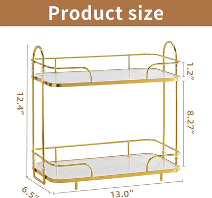 2 Tier Corner Bathroom Counter Organizer, Cosmetic Skincare Organizer, Bathroom Countertop Perfume Tray Vanity Organizer, Kitchen Spice Corner Storage Shelf | Bathroom Countertop, Perfume Tray, Vanity Organizer, Kitchen Spice