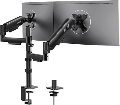 ErGear Dual Monitor Stand, Stacked Monitor Mount for 13-33″ Screens, Up to 19.8 lbs/Arm, Enhanced Stability with Integrated C-Clamp, Upgraded Cable Management, VESA 75x75/100x100mm, Home Office Gaming