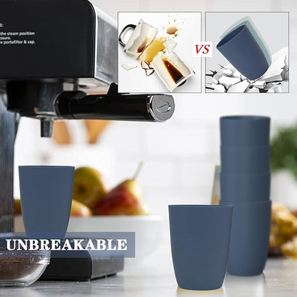 Homienly Wheat Straw Cups, 8 PCS Reusable Drinking Cups, 20 oz, Navy Blue, BPA Free, Dishwasher Safe, Microwave Safe, Premium, Durable, Unbreakable, Recyclable