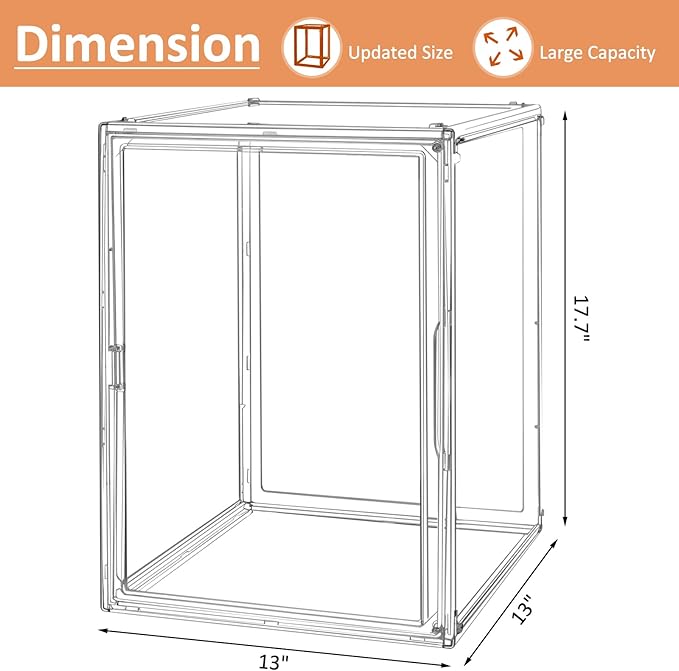 Extra Large 17.7"X13"X13" Clear Acrylic Organizer Box Display Case, Plastic Holder with Magnetic Door for Figures, Books, Handbags, Purses, Boots(1 Pack)