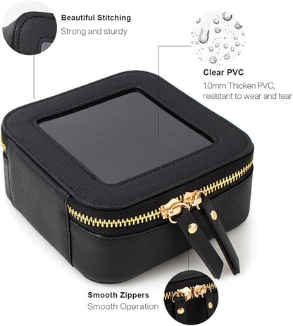 Travel Clear Makeup Bag Set, TSA Approved Cosmetic Bag Case with Zipper Portable Makeup Pouch Toiletry Bag Women Traveling Cosmetic Organizer Storage Bag Car Organizer Car Essentials for Women