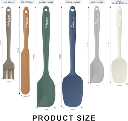 NileHome Silicone Spatula Set, 6 Pieces Food Grade Kitchen Utensils Heat Resistant Up to 600°F Dishwasher Safe BPA-Free Rubber Spatula for Scraping, Baking, Cooking, Mixing-Forest Style