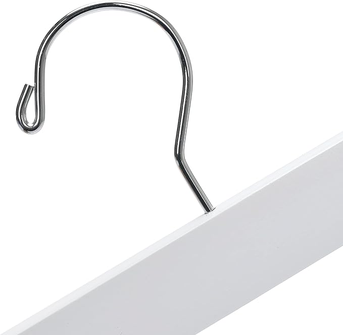 Quality 11 Inches Kids Wooden Pants Hangers 80 Pack - Skirt Hangers with Adjustable Metal Clips 360° Swivel Chrome Hook & Nonslip Notches- Ideal for Clothes Size 8 and Smaller (White, 80)