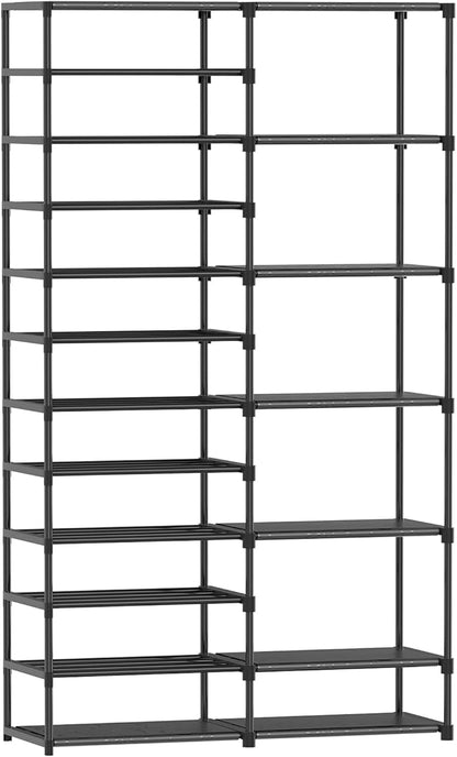 12 Tier Shoe Rack Tall, Metal Shoe Rack Organizer, Large Capacity Holds 34-50 Pairs, Boot Rack Organizer for Entryway, Closet, Garage, Black