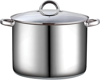 Cook N Home Basics 16 Quart Stainless Steel Stock Pot with Lid, Cooking Pot for Pasta, Soup, Sturdy Handle, Large Stockpot with Even Heating, Oven & Dishwasher Safe, Cookware for Canning, Boiling