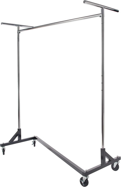 Econoco Commercial Garment Rack - Rolling Clothes Rack, Heavy Duty (Z Rack with Garment Cover, Black)