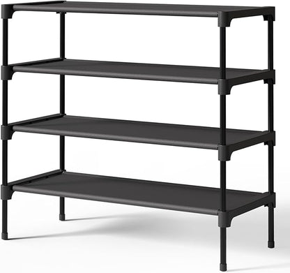 Kitsure Shoe Rack - Non-Woven Shoe Rack Shelf, Shoe Organizer for Closet, Entryway, Garage & Corridor, Stackable Shoe Shelves, X-Large, Black