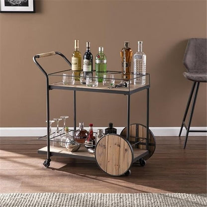 SEI Furniture Pemton Reclaimed Wood Bar Cart, Natural