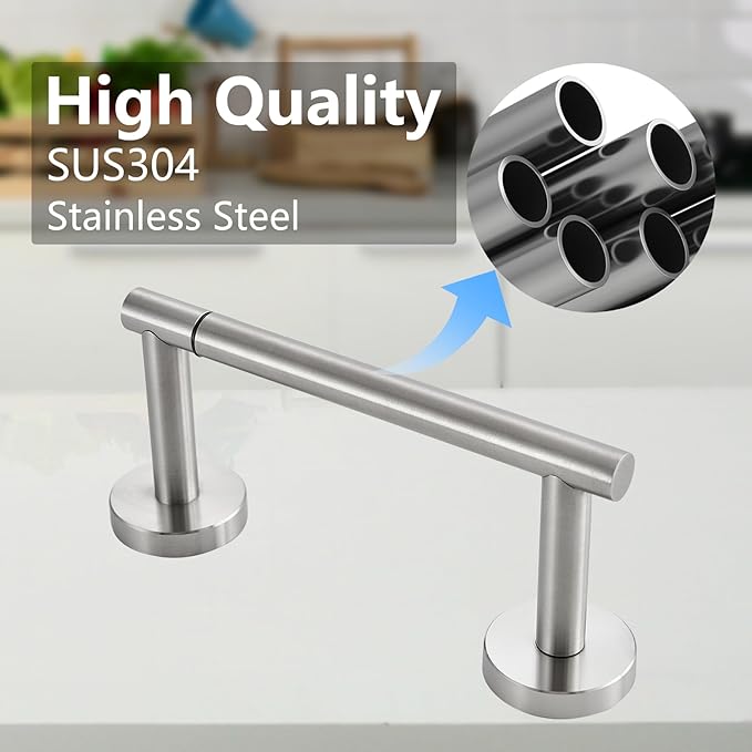 Toilet Paper Holder, Double Post Pivoting Design, Stainless Steel Rustproof Bathroom Tissue Holder, Wall Mount Fits Mega Rolls, for Home, RV, Commercial Bathroom Brushed Nickel