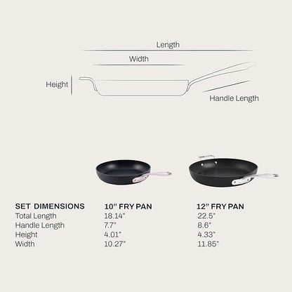 All-Clad HA1 Expert Hard Anodized Nonstick Frying Pan Set, 2-Piece 10" & 12" Skillet Set, Dishwasher-Safe, Oven-Safe Up to 500°F Compatible with All Stovetops (Gas, Electric & Induction) - Black