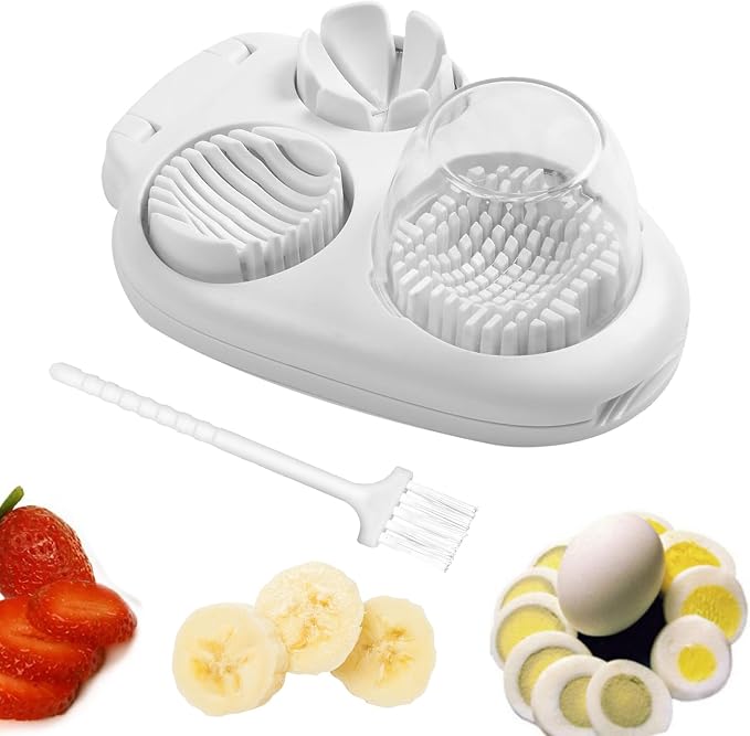 2 Pcs 3 In 1 Egg Slicer,Egg Slicer For Hard Boiled Eggs,Stainless Steel Strawberry Slicer,Egg Cutter,Egg Opener For Hard Boiled Eggs,3 Slice Modes For Strawberry, Mushroom, Grape, Cherry Tomato