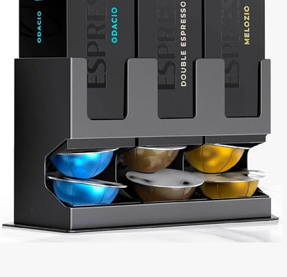 GALVANOX Holder for Nespresso Vertuo Pods Countertop Dispenser Stand, Holds 3 Box Sleeves - Easily Dispenses 3 Coffee Flavors, Freestanding Design with Non-Slip Steel Base, (30 Vertuoline Pods)