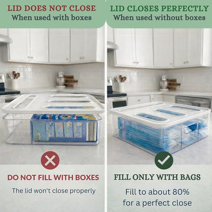 Food Storage Bag Organizer – 4-in-1 Plastic Baggie Organizer for Drawer | Fits Sandwich, Snack, Gallon, Quart & Slider Bags | Kitchen Storage Organizer | Wall & Drawer Mount