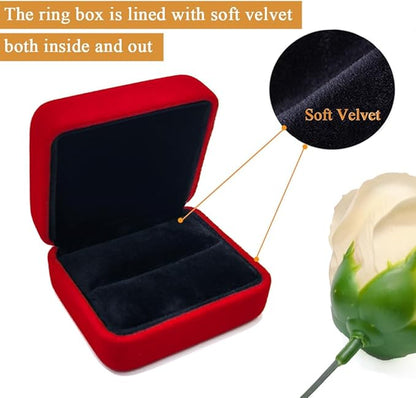 GBYAN 2 Pieces Velvet Ring Box, Jewelry Display Gift Box, Ring Case for Proposal,Engagement, Wedding,Red