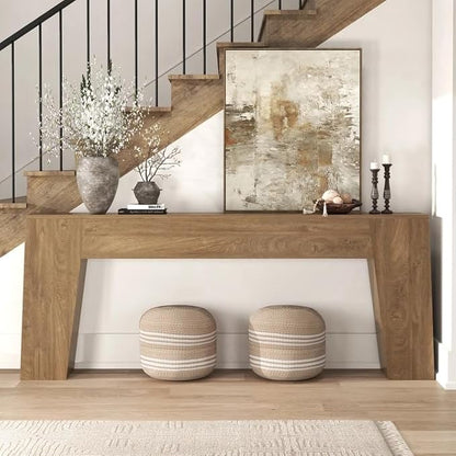 Extra Long Sofa Console Table for Entryway, 78-Inch Large Farmhouse Wood Behind Couch Table, Modern Trapezoid Accent Entrance Table for Foyer Living Room Hallway Home, Natural Oak Brown