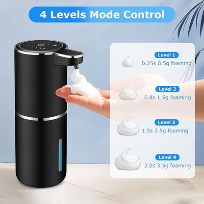VZZNN 2 Pack Automatic Soap Dispensers,12.8oz/380ml USB Touchless Automatic Foaming Soap Dispenser,Rechargeabled Wall Mounted Smart Soap Dispenser for Bathroom Kitchen Dish Soap(Black)