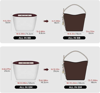 GIVLEFLY Purse Organizer Insert Fit for All In BB Tote Organizer Insert with Cup Holder, Light Weight Small Purse Liner with Built-In Zipper Pocket (Dark Red Lining,Small)