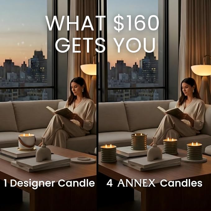 Annex Oud & Agarwood Luxury Scented Candle - Handmade Ceramic Jar - 50hr Clean Burn, Non-Toxic Soy Wax - Aesthetic Home Decor Winter Gift for Men & Women - Sandalwood & Amber