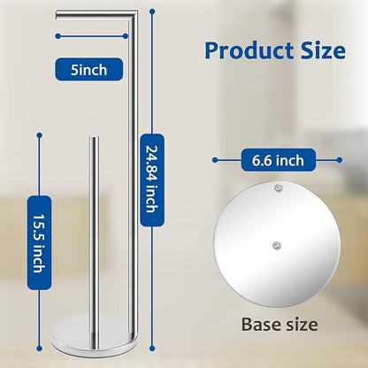 Toilet Paper Holder Stand, Bathroom Toilet Paper Roll Holder Stand with Reserve, Standing Toilet Paper Holder with Storage,Toilet Paper Roll Holder for 4 Rolls, Chrome