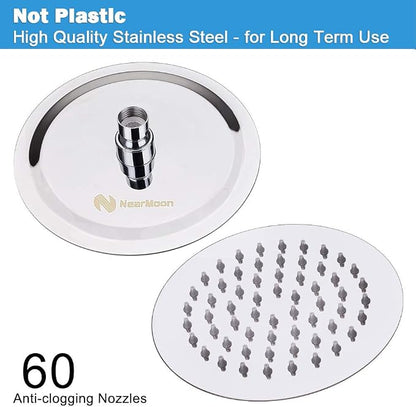 NearMoon Rain Shower Head, Ultra-Thin Design-Pressure Boosting, Awesome Some Experience, High Flow Stainless Steel Rainfall Head (6 Inch,Chrome Finish)