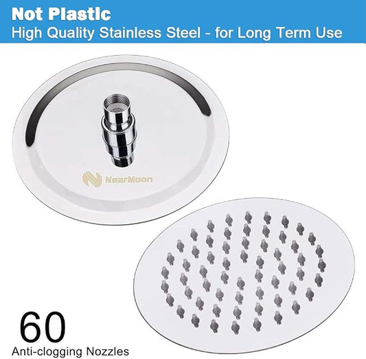 NearMoon Rain Shower Head, Ultra-Thin Design-Pressure Boosting, Awesome Some Experience, High Flow Stainless Steel Rainfall Head (6 Inch,Chrome Finish)