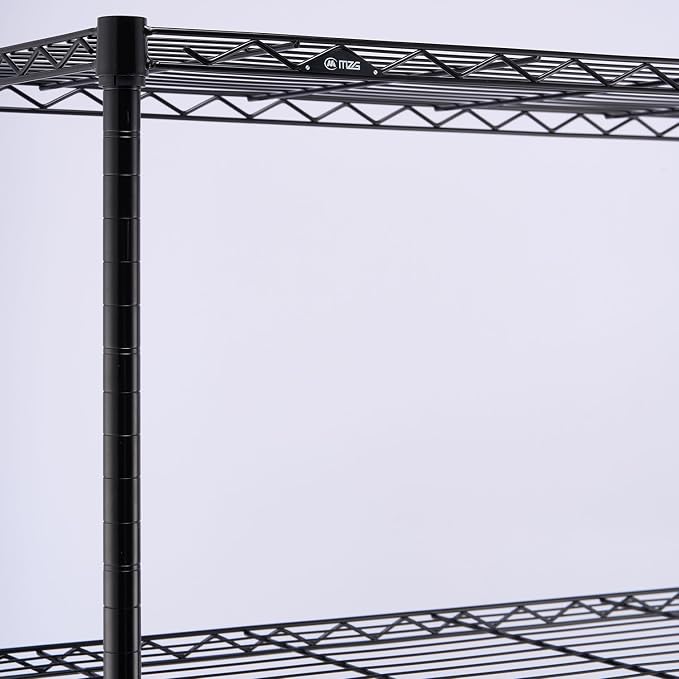 M MZG 3 Tier Shelf Metal Storage Shelves Wire Rack Closet Organizers with Wheel for Garage Kitchen Bathroom Laundry Black 11.8" D x 17.7" W x 29.8" H
