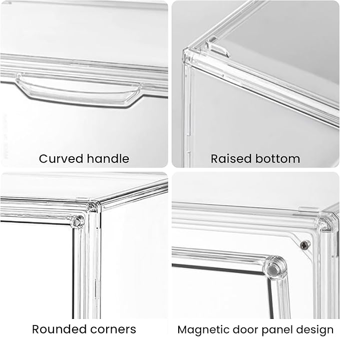 6 Pcs Clear HandPurse Storage Organizer, 15.7"x 11.8"x 9.84" Purse Storage Organizer for Closet Clear Stackable Handbag Display Case Box with Magnetic Door for Collectibles, Cosmetic, Heels