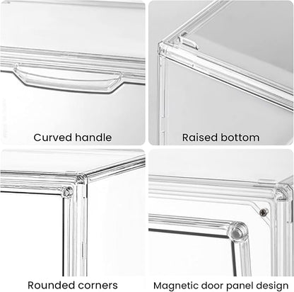 6 Pcs Clear HandPurse Storage Organizer, 15.7"x 11.8"x 9.84" Purse Storage Organizer for Closet Clear Stackable Handbag Display Case Box with Magnetic Door for Collectibles, Cosmetic, Heels
