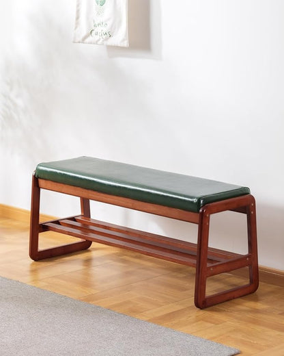 Shoe Rack Bench, Solid Wood Entryway Bench(Green-39.4")