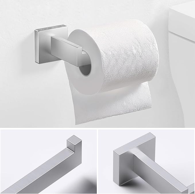 JOPOFI 5 Piece Bathroom Towel Bar Set - Thicken Stainless Steel Bath Towel Holder, 15.7 Inch Towel Racks for Bathroom Wall Mounted, Bathroom Hardware Accessories Set - Brushed Nickel