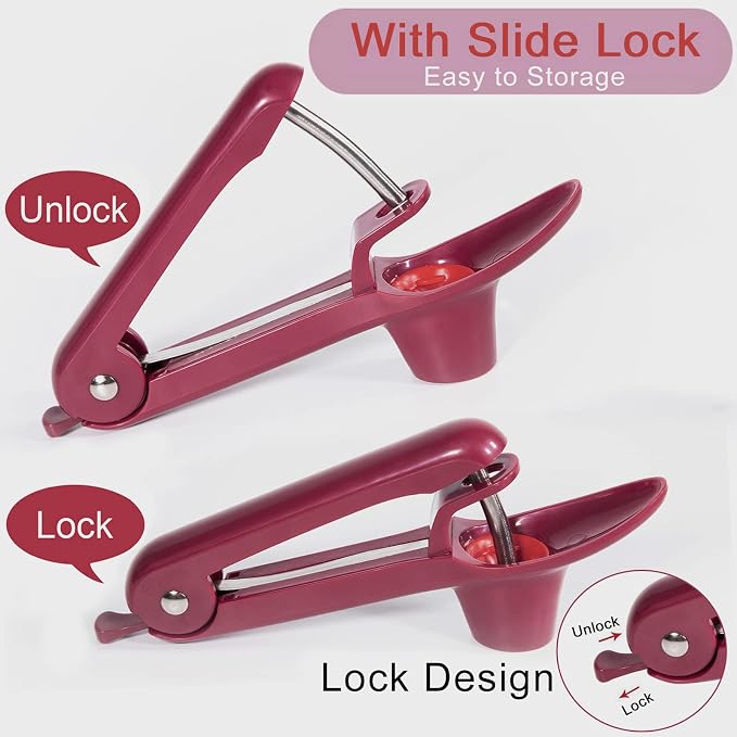 Cherry Pitter Tool Pit Remover, Cherry Core Remover Tool with Space-Saving Lock Design, Heavy-Duty Cherry Seed Remover for Kids/Making Cherry Jam
