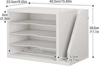 Creso hom Mail Sorter, File Organizer Desktop, Wood Desk Organizer with 3 Adjustable Shelves, Mail Holder for Office, Home, Letter Sorter File Holders for Envelopes, Mail Supplies Magazines, White