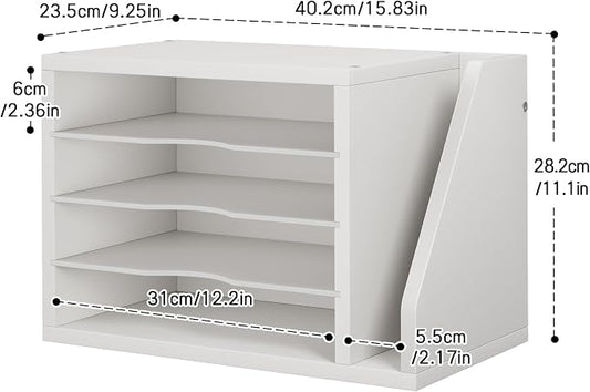 Creso hom Mail Sorter, File Organizer Desktop, Wood Desk Organizer with 3 Adjustable Shelves, Mail Holder for Office, Home, Letter Sorter File Holders for Envelopes, Mail Supplies Magazines, White